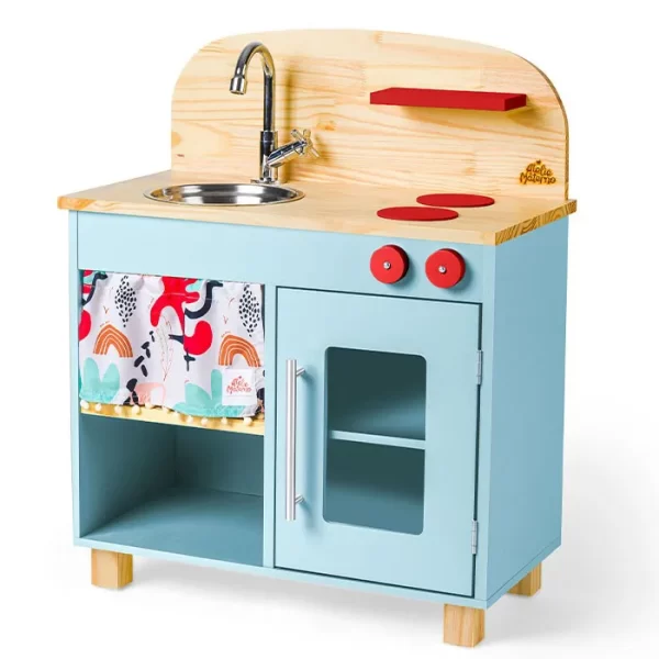 Mini Cozinha Infantil de Madeira Azul Claro